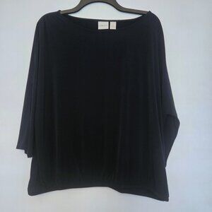 Chico's dark navy top with 3/4 cutout sleeves Size 2/L